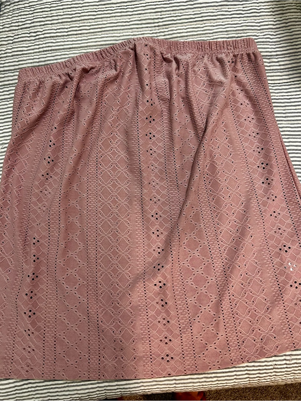 Women’s Dusty Rose Eyelet Strapless Crop Top